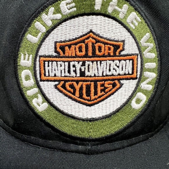 Harley Davidson Logo Ride Like The Wind American Needle Black Hat Cap Vintage - Picture 2 of 12